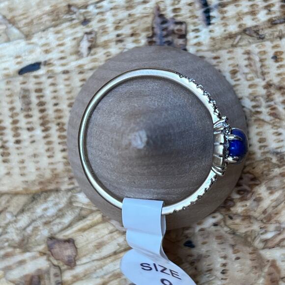 Bomb Party The Sterling Club Genuine Lapis Stone Sterling Silver Band Sz 9 Ring - Picture 6 of 9